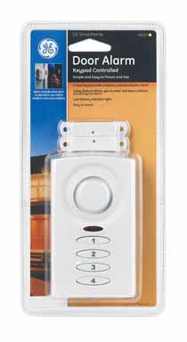 GE SmartHome Keypad Controlled Door Alarm main unit with battery compartment visible