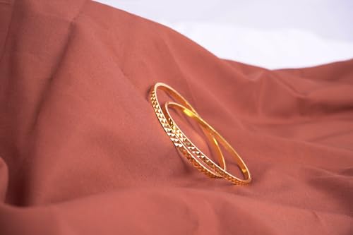 Image of JFL- Jewellery for Less Traditional Ethnic One Gram Gold Plated Cut Work Bangle Set Girls & Women