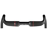 RXL SL ドロップハンドル カーボン エアロハンドル ロードバイク ハンドル カーボン 自転車ハンドルバー 31.8mm 内臓ケーブル 軽量 UDつや消し-赤458mm