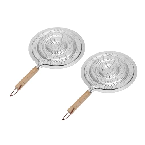 IMIKEYA Tapis Isolant De Cuisson 21 Cm Manche en Bois 2 Pièces en Métal Argenté, Coussin Thermique Antibrûlure pour Table à Café, Protection De Surface pour Usage Domestique Et Cuisines