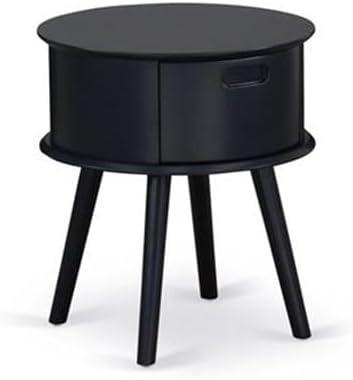 East West Furniture NL14Q-2GO11 3 Piece Bedroom Set - Button Tufted Queen Size Bed - Brown Taupe Velvet Fabric Upholstered Headboard and a Black Finish Nightstand