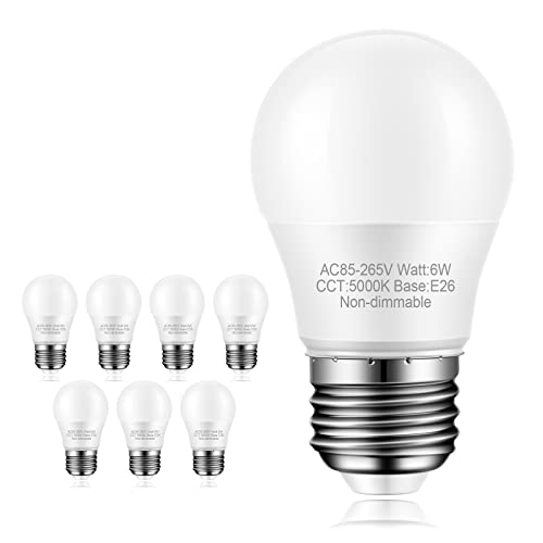 Marxlait 8-Pack Ceiling Fan Light Bulbs, 60 watt Equivalent, Daylight 5000K, E26 Medium Base, Bright A15 LED Bulbs, Small LED Appliance Bulb, 120V, Non-dimmable