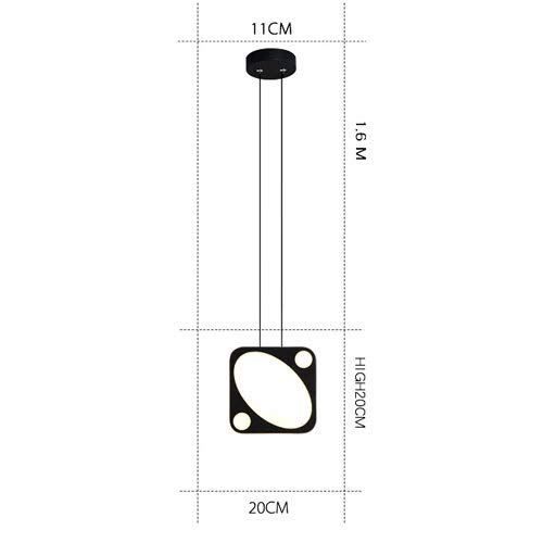 Lámpara colgante geométrica negra tipo C con iluminación LED integrada para techo 2
