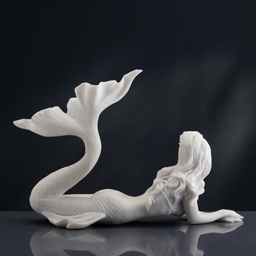 Estatua Resina Sirena Acabado Blanco Mármol 7.5 pulg miniatura 4