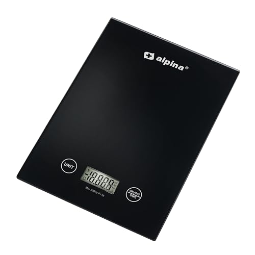 alpina Digital Kitchen Scales in g, lb, oz and ml - Precision Scale with Tare Function - Kitchen Accessories - 22 x 15.5 cm - Black image 4