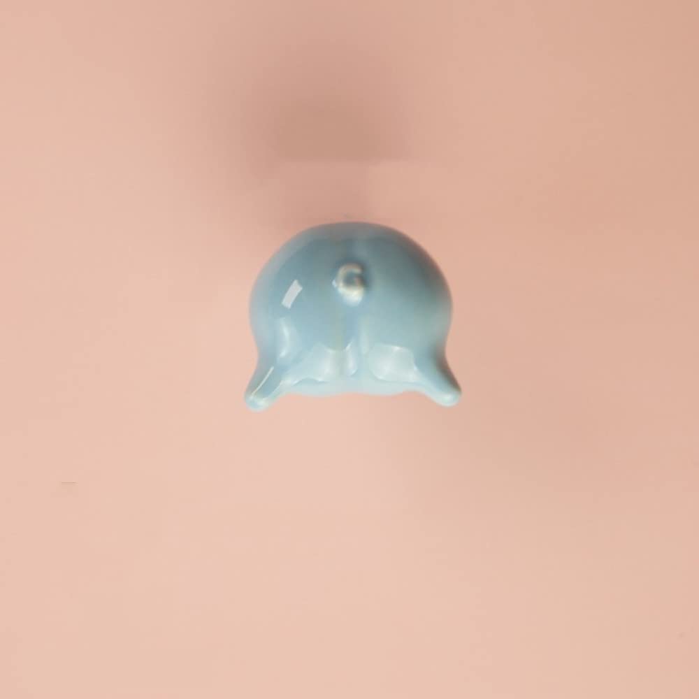 Boutons de tiroir cochon bleu en céramique pour meuble et commode enfant