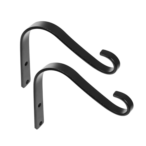 GARIOUANS 2個 アイアン製ガーデンハンギングプラントフック 重厚耐久でフェンスや壁面に 花鉢 風鈴 バードフィーダー対応の屋内外装飾用フラ