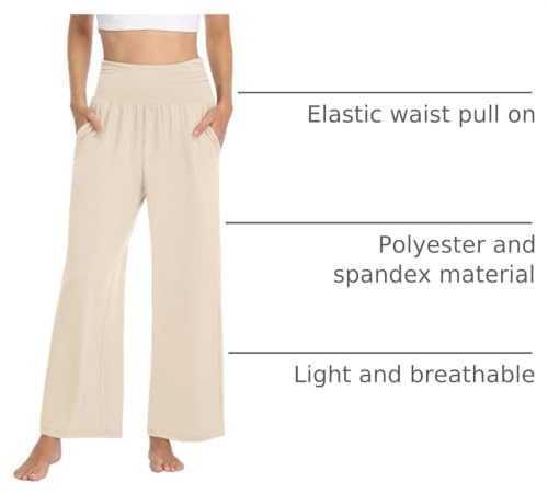 Image of TARSE Womens Wide Leg Pants Casual Loose Yoga Sweatpants Comfy Lounge Pajama Flowy Pants Pockets