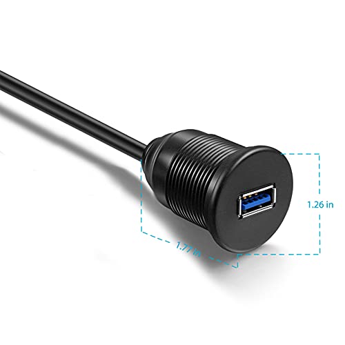 ICESPRING Usb 3.0 Male To Usb 3.0 Female Aux Flush Mount Car Mount Extension Cable For Car Truck Boat Motorcycle Dashboard Panel -(3 Feet - 1 Meter)
