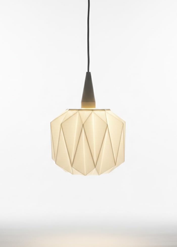 Lampenschirm Prismenwerk – dekorativer Kugel-Lampenschirm für Weihnachtsstern, 3D-gedruckt aus PLA, inkl. Aufhängungs-Cover, Weiß