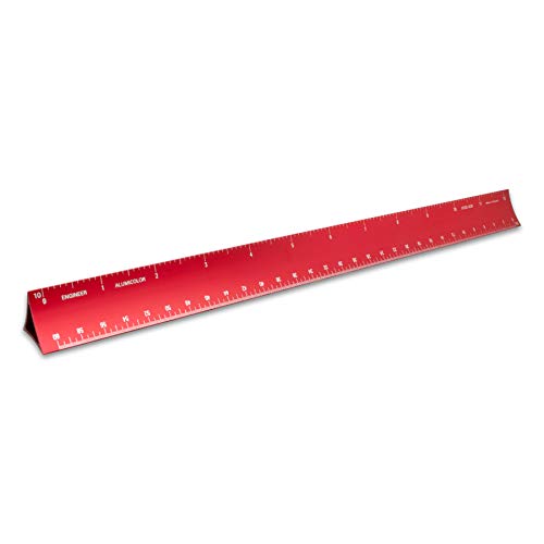 Image of Alumicolor 12-inch Aluminum Engineer Hollow Scale for School, Office, Art and Drafting, 12IN, Red