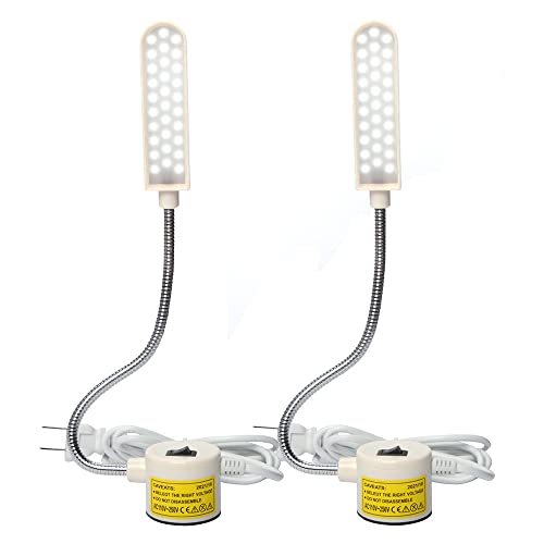 AUTIDEFY Sewing Machine Light LED Lighting(30LEDs) 6 Watt Multifunctional Extra Long Flexible Gooseneck Work Lamp with Magnetic Base for Workbench Lathe Drill Press 2 Pack(White)