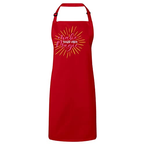 Tablier cuisine premium rouge anti-taches à message motivation Make Your Own Magic