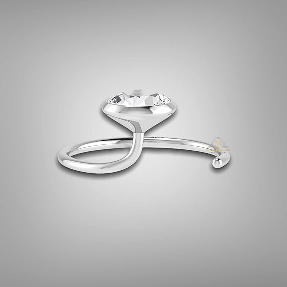 Image of SJ SHUBHAM JEWELLERS 92.5-925 Sterling Silver Round Shape White Cubic Zirconia Prong /Cup Setting Nose Pin Stud for Women Girls Size 2MM 3MM Size Pure Silver
