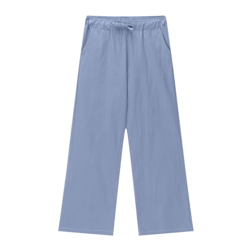 Kids Linen Pants Casual Dressy Baggy Boys Linen Pants Summer Trendy High Waist Straight Beach Pant Teen Girl Clothes3