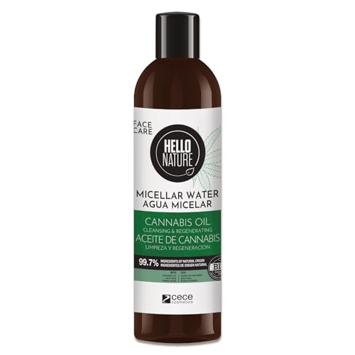 P-Beauty - Limpiador facial de agua micelar natural, 300 ml, limpieza facial suave con aceite de semilla de cáñamo, elimina el maquillaje y las impurezas, 99,7 % ingredientes naturales, apto para