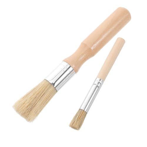 Housoutil 2pcs Pastry Brush Wooden Handle Soft Bristle Oil and Sauce Brush for Cooking Baking Barbecuing and Dyeing Essential Kitchen Tool for Chefs