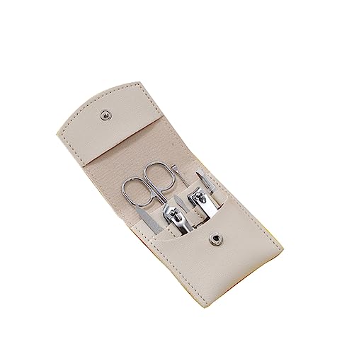 指の爪と足の爪切り 爪切りセット ステンレススチール製爪切り レザーケース付き 日常使用用 (Color : White)