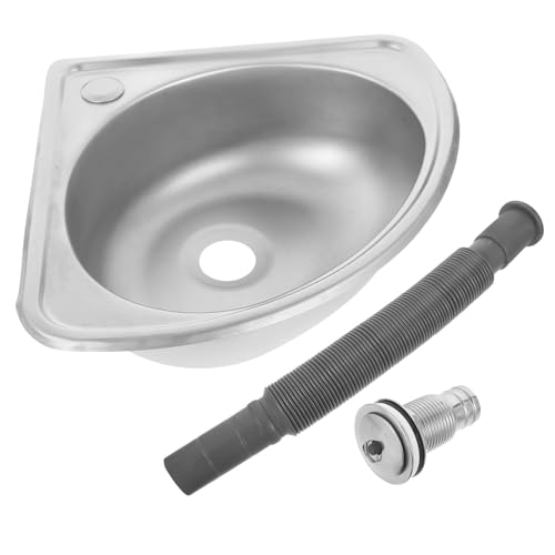 OSOLADY Évier Simple en Acier Inoxydable pour Camping-Car, Lavabo Compact D’Éventail, Petit Évier Encastré sans Support ni Robinet, Cuisine et Salle de...