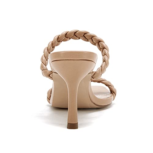 Vetaste Women's Braided Heeled Sandals Square Open Toe Stiletto Heels Woven Slip On Slide Shoes #TOP4