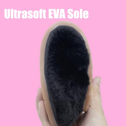 Open Toe Slippers for Women Men - Comfy Plush Slippers, Cloud Soft, indoor Outdoor Bedroom Slippers Foam Slippers Women House Shoes,Winter Warm Christmas Present Black3