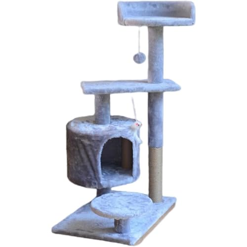 Acnivko猫タワー ,猫用登り枠、大型猫, 据え置き, 猫用スタンド、ペット用品、省スペース ,猫用ジャンプ台、木製キャットタワー,爪とぎポスト,猫キャットタワー 多頭飼い,安定性 組み立て簡単 (ライトグレー)