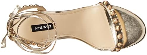NINE WEST Women's Istelle3 Heeled Sandal, Gold, 6.5 | Image 4