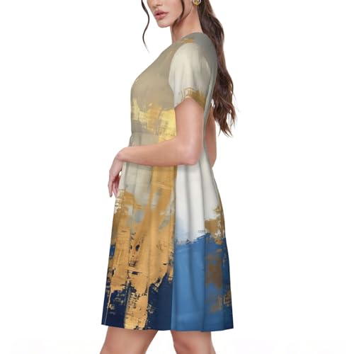 Robe d'été chic décontractée à manches courtes imprimée - 2