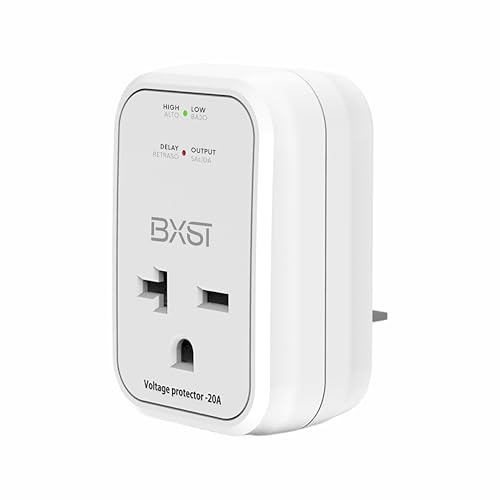 BXST 220V Surge Protector Electronic Voltage Protector for Home Appliance Surge Protector for Refrigerators One Outlet Plug 20A 4400W White