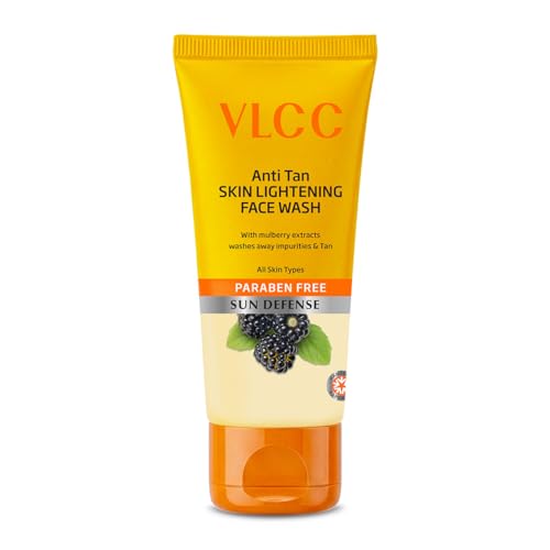 Image of VLCC Anti-Tan Skin Lightening Face Wash - 50 ml | With Mulberry & Orange Peel Extract | Brightening Sunscreen with Broad Spectrum Protection | Removes sun damage, spots and dullness