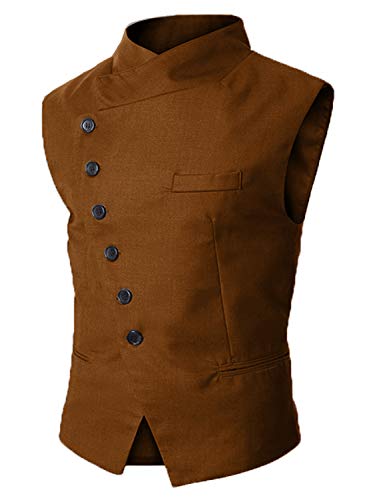 Everbeauty Stand Collar Vest Men Waistcoat Vest Casual Dress Vests For Wedding Party