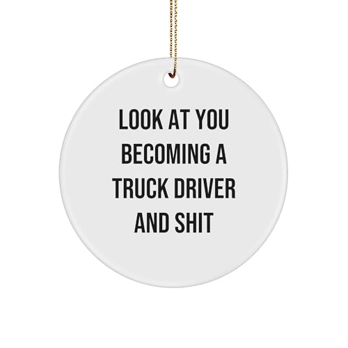 Truck Driver Funny Quote Circle Ornament Gifts for Truckers and Their Families at Christmas Time