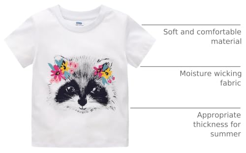 Image of Girls Short Sleeve Shirts Toddler Summer Top Kids Cotton Clothes 2-7 Years