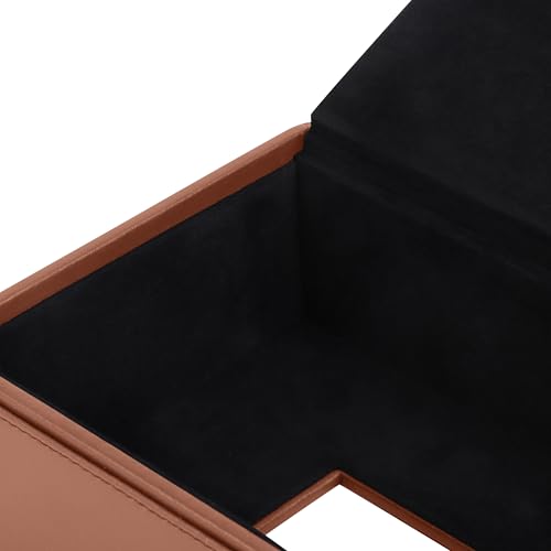 Image of V-CUBE DESIGNS Premium Vegan Leather Tissue Box Holder | Paper Napkin Holder | Sturdy Tissue Case /Cover /Dispenser /Organizer for Home /Bathroom /Office /Table /Desk /Car | Tan