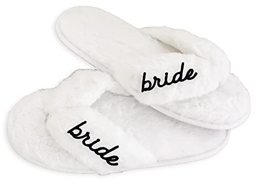Bride Slippers Wedding Slippers Bridal Shower Gift for Bride to Be, Bridal Party Slippers Fuzzy