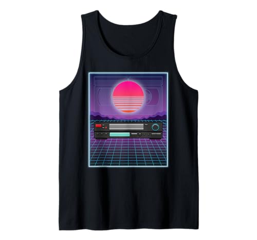Vaporwave 80er 90er Jahre VCR Player & Band Retro Grid Tank Top