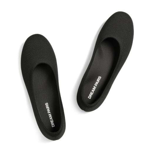 Image of DREAM PAIRS Women's Dress Knit Ballet Comfort Flats | Comfortable Round Toe Slip-On Flexible Portable Breathable Dress Office Flats for Daily Walking and Travel