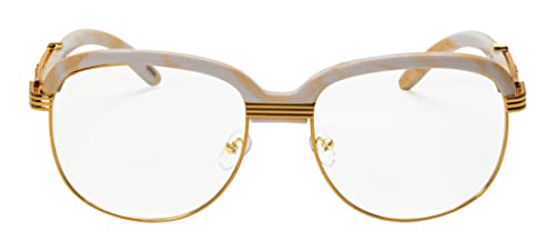 FLAWLESS EYEWEAR Elite Slim Rimless Metal & Wood Art Aviator Oval Sunglasses2