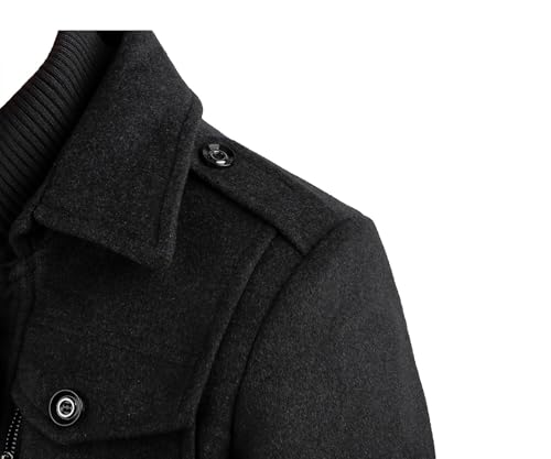 Image of APTRO Men's Pea Coat Wool Jacket Single Breasted Winter Coat Military Coat 1108 Black XL