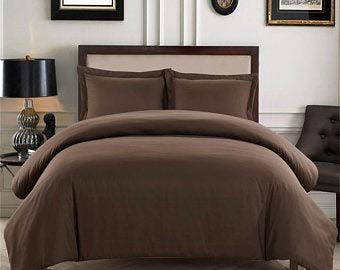 AMBERLINNEN LTD T200 Plain Fitted Bed Sheets 100% Egyptian Cotton 12” (30 cm) Depth Fitted Sheet (Brown, Double (137 cm x 193 cm x 30 cm)