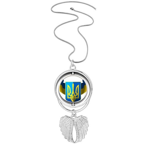 Collier blason Ukraine et ailes d'ange gardien pour porter sa patrie près du cœur