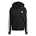adidas Women's Essentials 3-Stripes Full-Zip Fleece Hoodie, Black, L