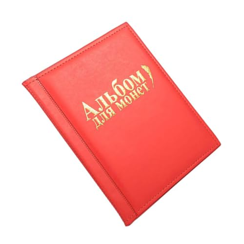 Álbum de monedas GALPADA con 250 bolsillos y tapas de cuero rojo