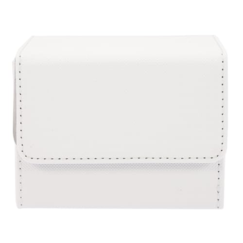 Outanaya Caja Organizadora de Cartas de Juegos de Cuero PU 100 Compartimentos Interior Gris y Exterior Blanco Porta Tarjetas para Póquer y Tarot Organizador de Escritorio para
