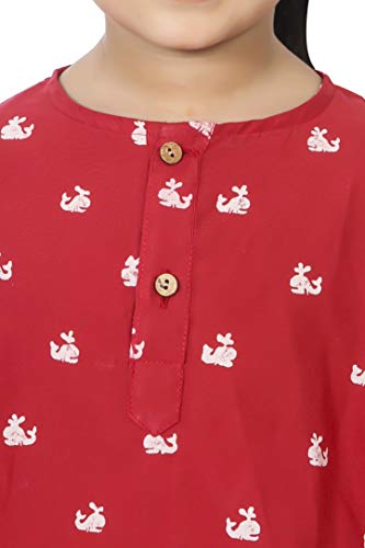 Image of Boys & Girls Cotton Night Suit, Red, 2-3 Years