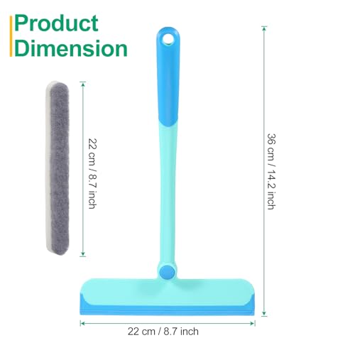 Image of uxcell 8.7 Inch Shower Squeegee for Glass Doors, 2 Side Bath Squeegee 360-degree Rotatable Squeegee with Sponge Strips Replacement for Window Cleaning Bathroom Mirror Car Glass, Blue