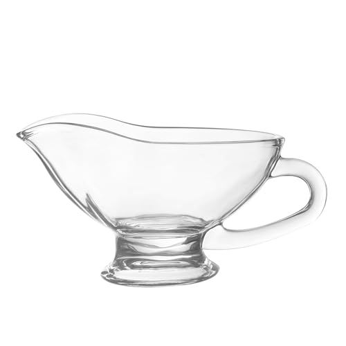 Image of HIC Kitchen Glass Gravy Boat, 9-Ounce Capacity With Dripless Spout And Comfortable Handle For Gravy, Sauce, Au Jus, Dressing, Holiday Meals, And Entertaining