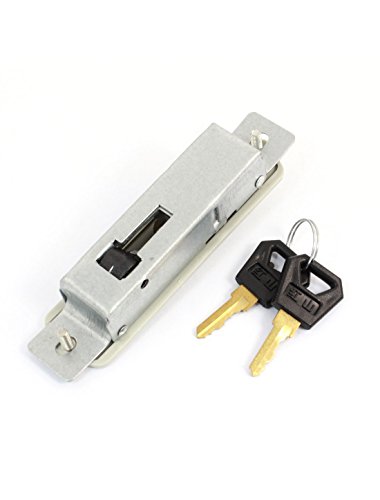 Image of Aexit Office Home Padlocks & Hasps File Closet Cabinet Door Recessed Lock Gray Silver Tone + Keyed Padlocks 2 Keys