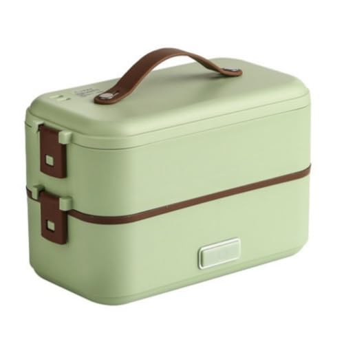 VGVG炊飯器 弁当箱 超高速弁当箱 蒸し 304ステンレス鋼 一人暮らし オフィスランチ 車中泊 自宅 職場などの場所で大活躍 、炊き 温め機能付き 小型 米もおかずもこれ一台 携帯 ミニ (グリーン,2層)