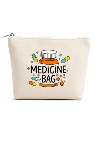 Image of Canvas First Aid Kit Pouch | Printed Medicine Storage Zipper Bag | Portable & Spacious Emergency Kit Organizer Pouch | Perfect for Hiking, Travel, Camping, Home (Pack of 1)